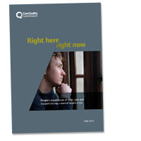 Cover of Right here, right now: mental health crisis care review
