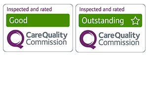 Graphic showing example 'rated by CQC' images