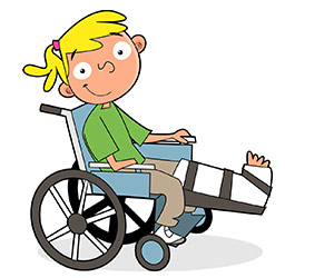 A girl using a wheelchair