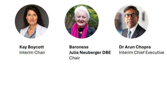 Kay Boycott, Baroness Julia Neuberger DBE and Dr Arun Chopra